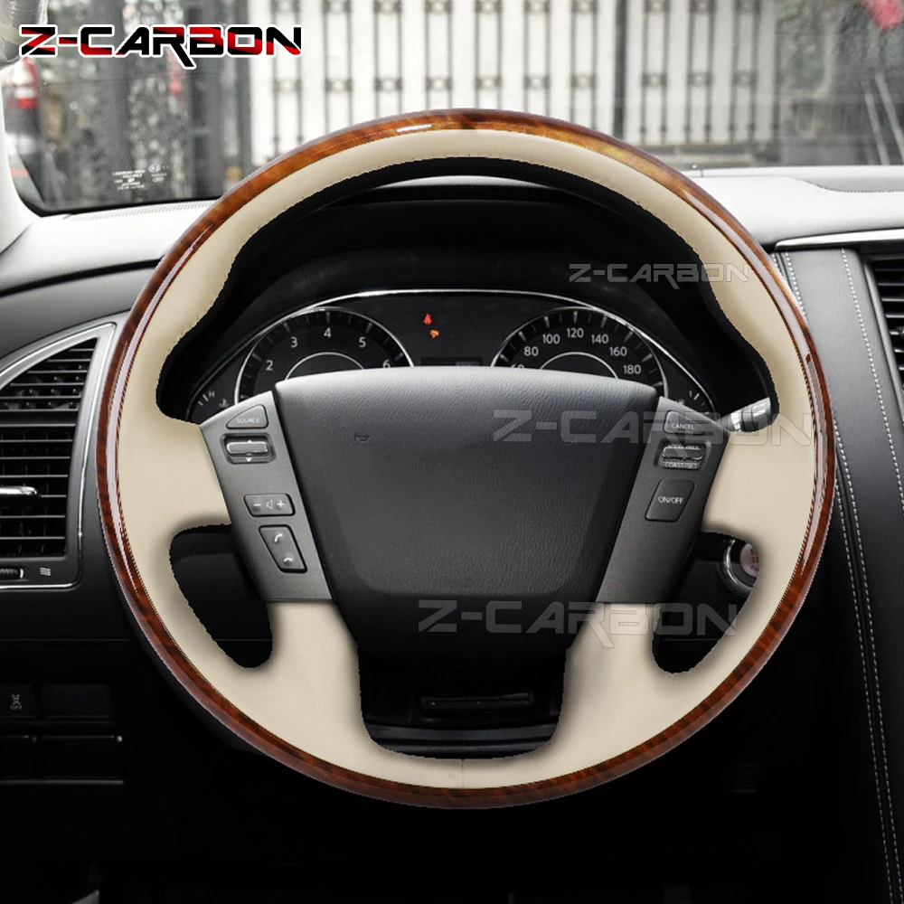 

Wood Steering Wheel For Nissan Patrol Y62 2010-2018 Leather Car Steering Wheel Wooden Material Accessories