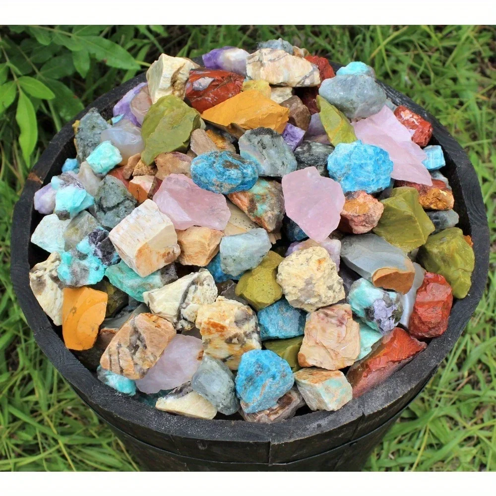 1–2lb Bulk Natural Crystal Stones – Mixed Gemstones for Crafts, Decor & Healing