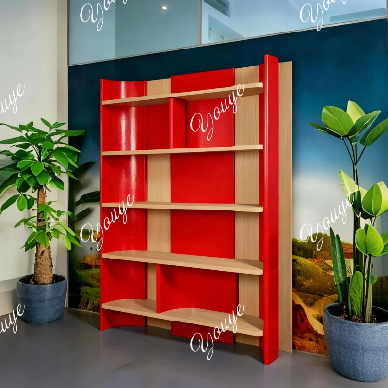 Italian minimalist piano paint bookcase bookshelf creative personality design solid wood bogu shelf modern simple shelf