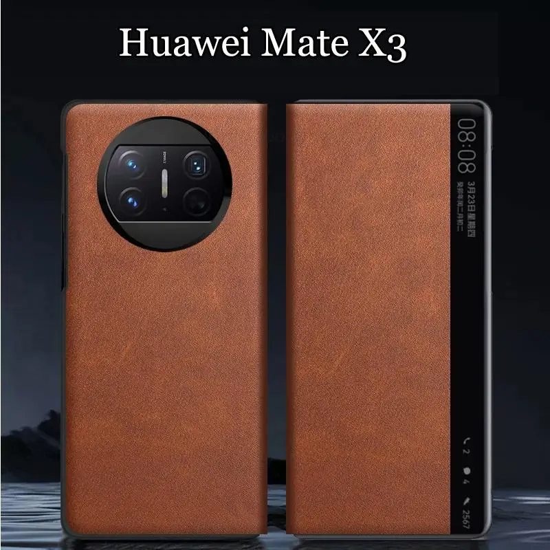 

Чехол для Huawei Mate X3, кожаный чехол с подставкой и окошком для экрана, чехол для Huawei Mate X3, чехол-книжка с подставкой, противоударный чехол с откидной крышкой