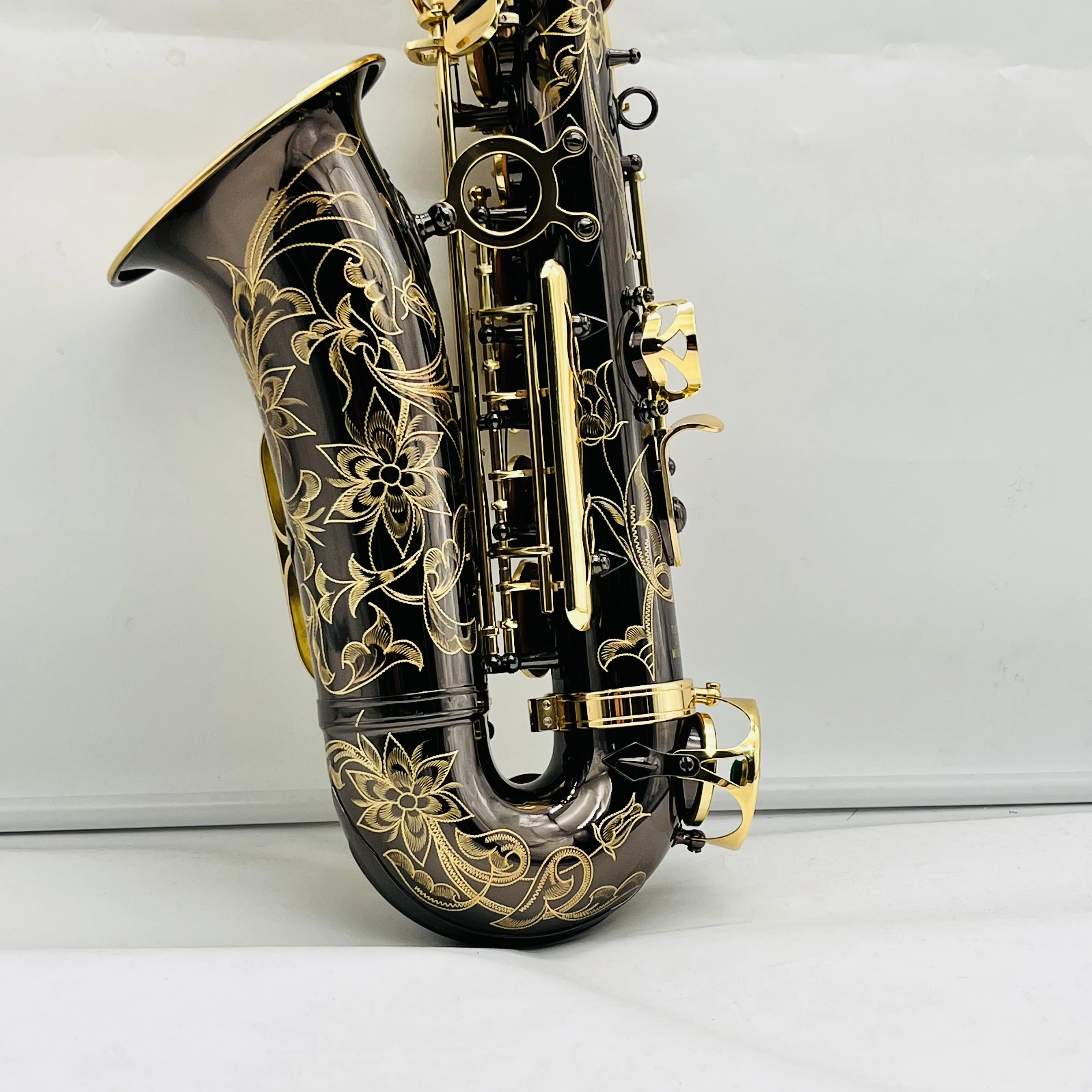 Saxofón Alto de YAS-875EX Eb Tune, teclas doradas niqueladas negras, bellamente talladas, decoración profesional de viento de madera