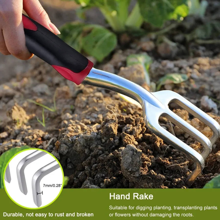 Conjunto de ferramentas de jardim, 3 peças, pás de jardim resistentes, pás de mão de jardim de alumínio fundido com aperto de borracha antiderrapante, ideal para transplan