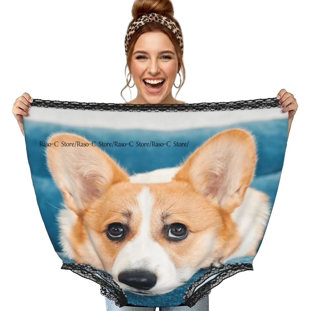 Ropa interior divertida de abuela con diseño de perro Corgi, regalo sorpresa