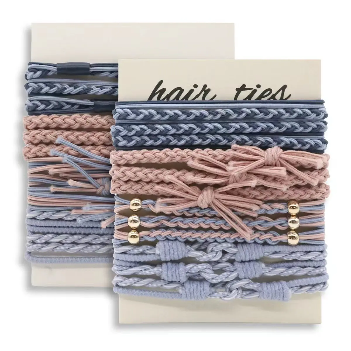 12Pcs Boho Hair Ties for Women, 5 Styles Cute Hair Tie Bracelet for Thick Hair/Pony Tails, 7 Colors No Damage Hair Elastics