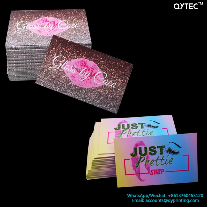 100 PCS Hot Cheap Custom Logo Design Colorful Glitter Eyelash Lashes Series Logo Paper Business Thank You Business Card Printing