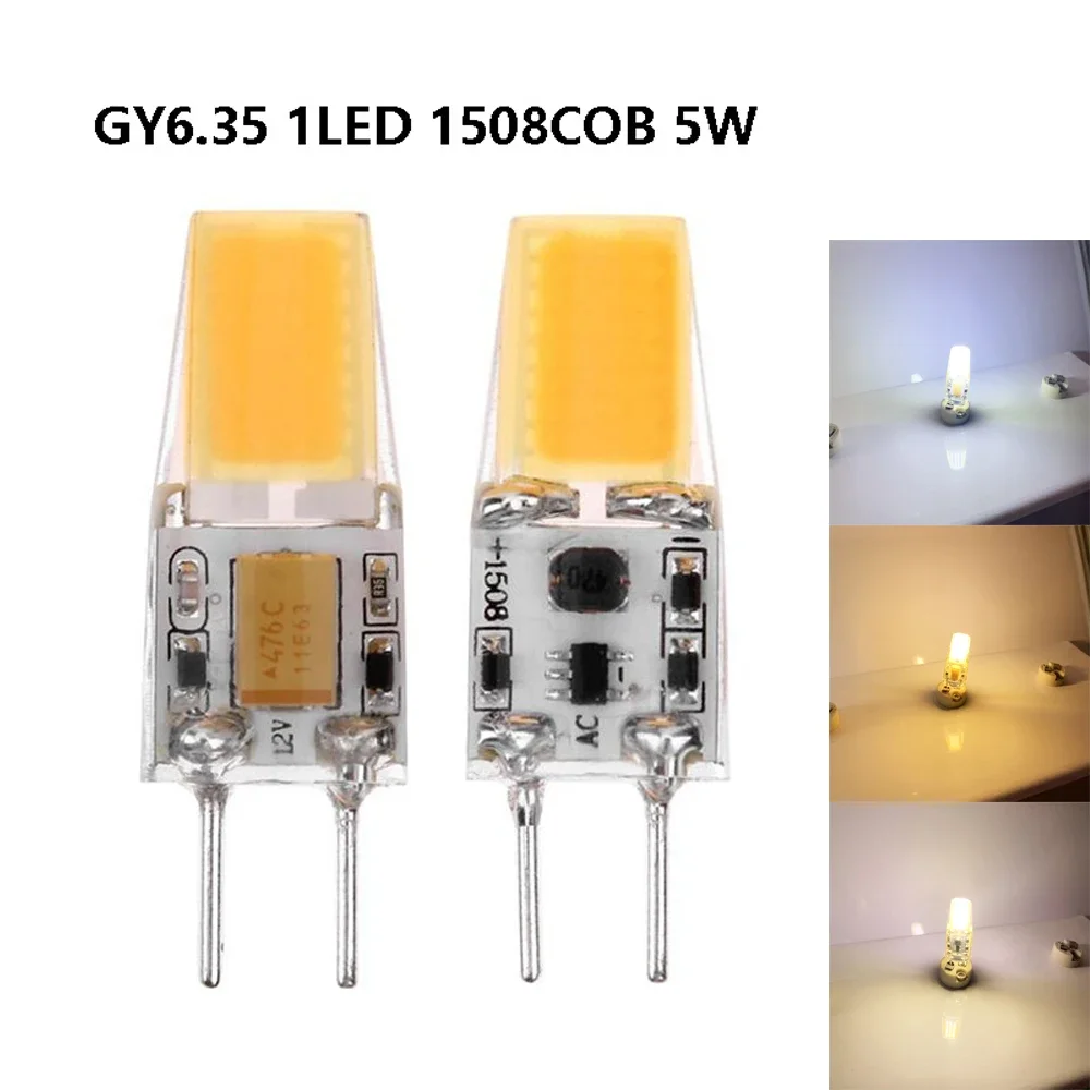 

GY6.35 LED Silicone Lamp Crystal Light Lamp 5W AC/DC12V COB Chandelier Plug-in LED Light Source 1508SMD COB SMD Replace Halogen