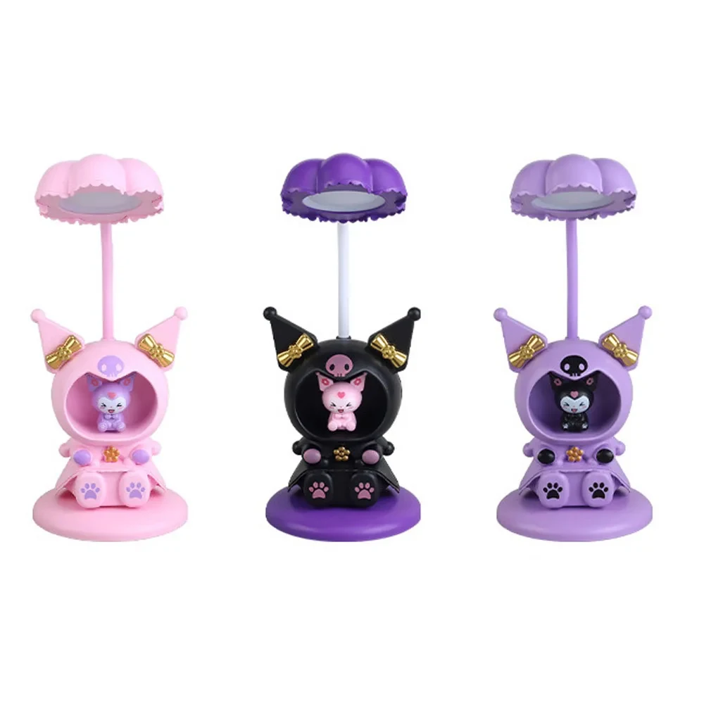 Disney Kawaii Kuromi Bedroom Bedside Folding Eye Protection Table Lamp Anime Sanrio Girly Heart Cute Night Light Cartoon lamp