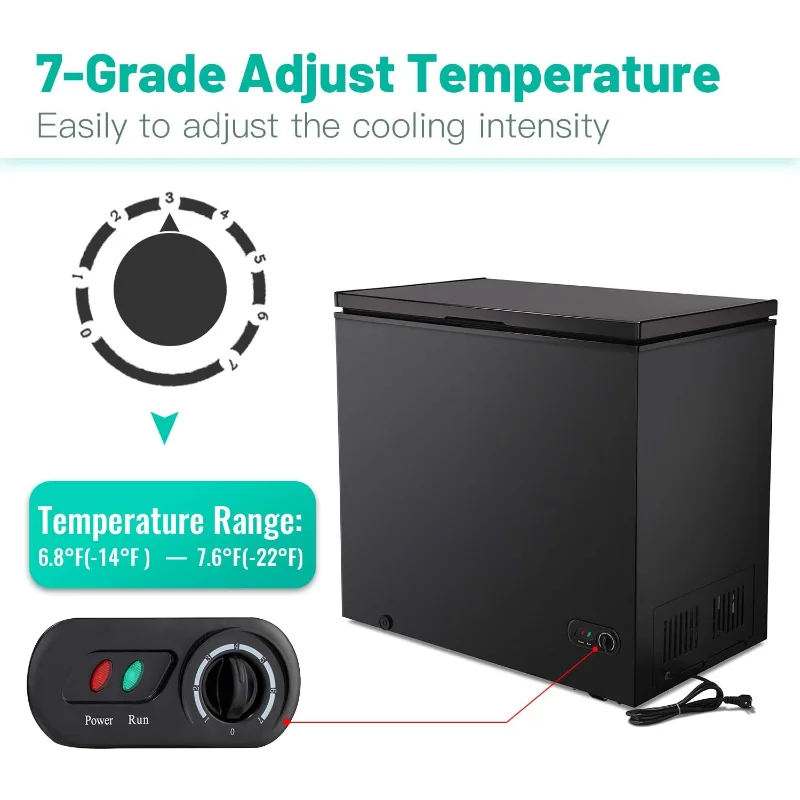 أنتاركتيكا ستار 7.0 قدم مكعب فريزر الصدر 6.8 ℉ إلى -4 ℉ مع سلة قابلة للإزالة، فريزر مدمج بباب مفتوح وقائم بذاته