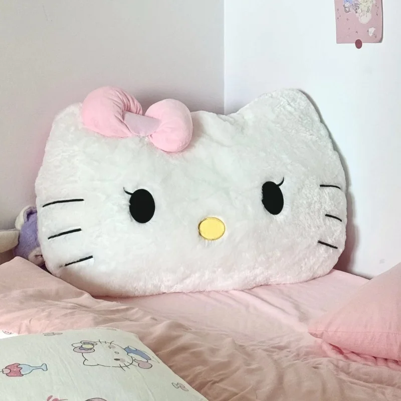 Sanrio tamaño grande Hello Kitty cojín trasero relleno Anime sofá cama gato blanco almohada peluches lavable decoración del hogar regalos niña