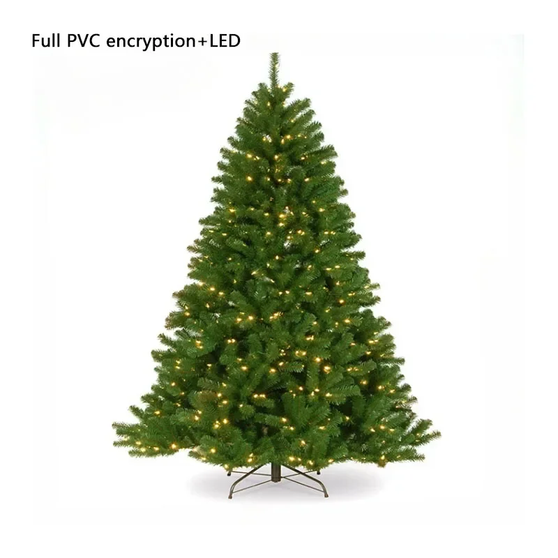 Pvc+LED Encrypted Christmas Tree Artificial Christmas Tree Chrismas Decorations Home Foldable Metal Base1.2m-2.7m