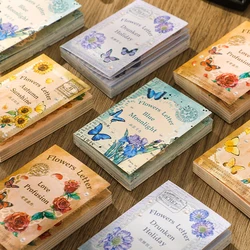 80 pcs Vintage plant flower decoration paper Stationery paper Color paper Mini Note paper Bean this can tear note notes