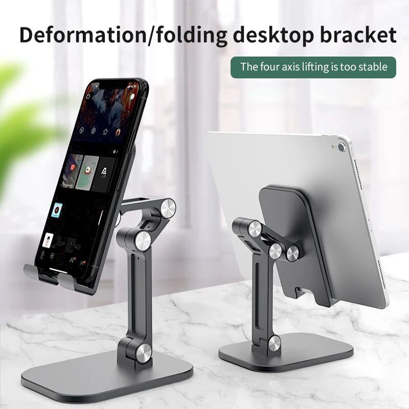 

Three Sections Foldable Desk Mobile Phone Holder For iPhone iPad Tablet Flexible Table Desktop Adjustable Cell Smart