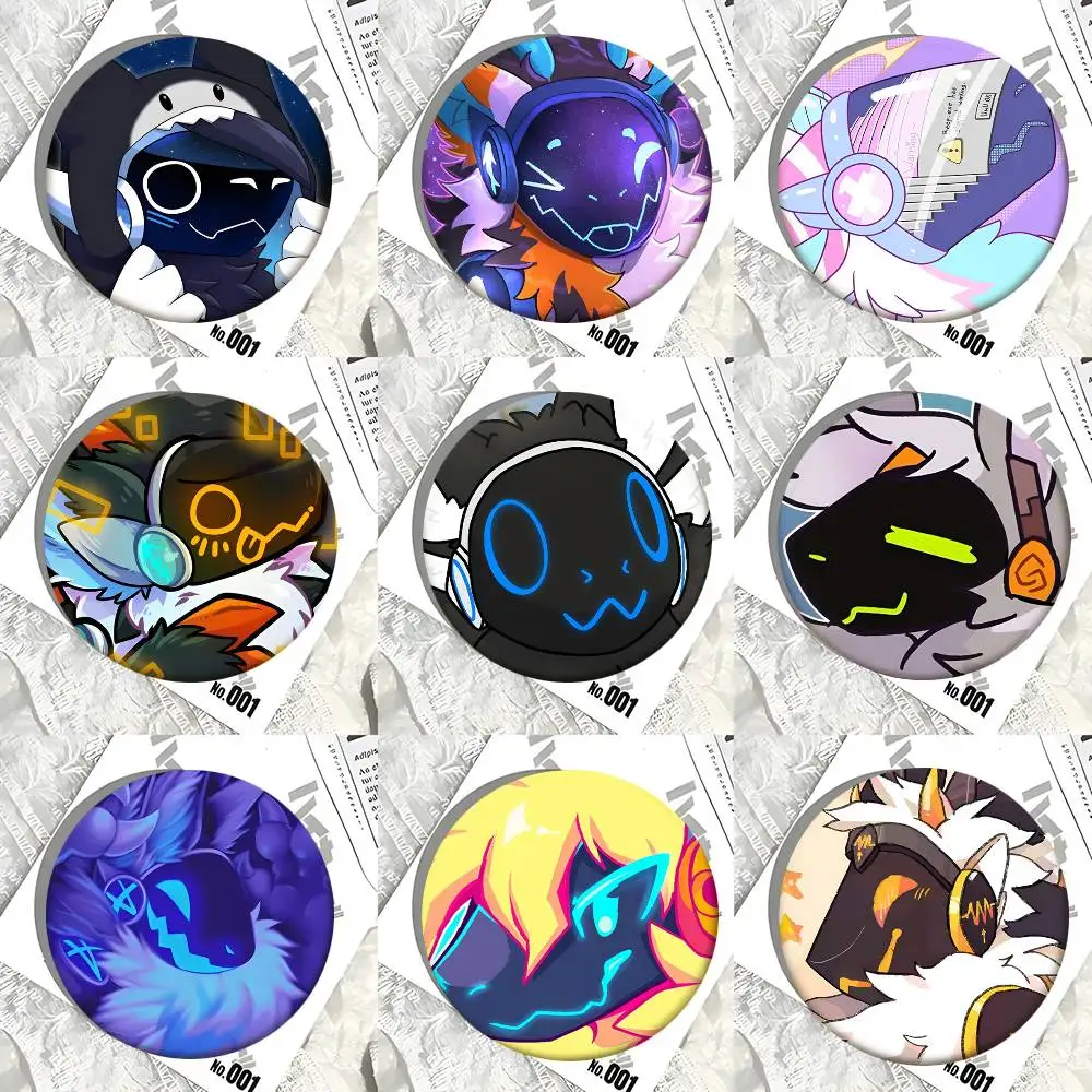 Purple Grumpy Protogen Anime Round Badge Creative Brooch Clothing Backpack Accessories Lapel Pin