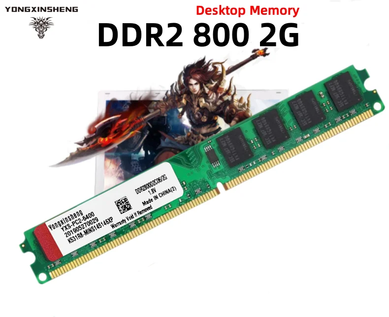 RAM DDR2 2 Go 800 MHz PC2-6400 – DIMM 240 Broches 1.8V – Pour Ordinateur De Bureau – Occasion Testée