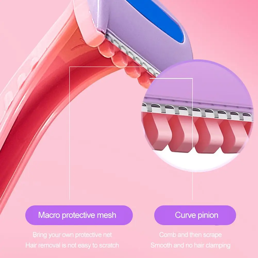 3pcs Disposable Women Razor for Bikini Rose Color Plastic Handle with Comb Manual Leg Body Hair Shaver