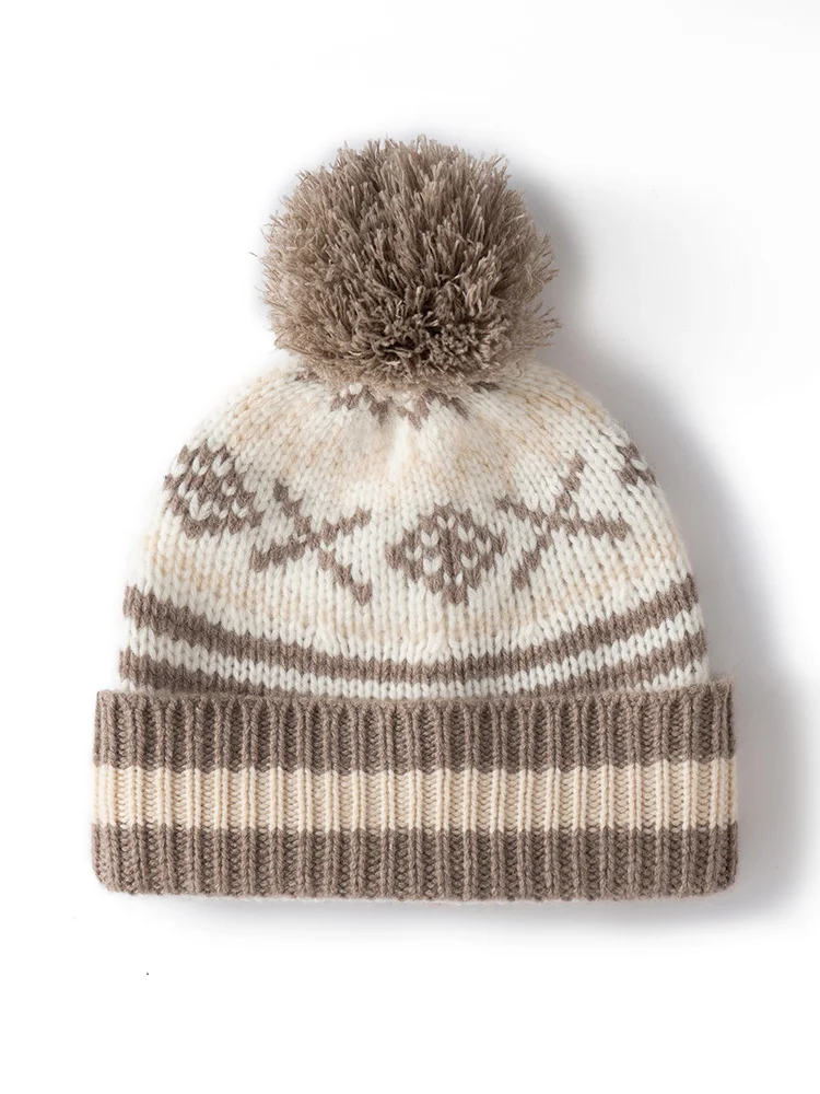 

Новые шикарные женские осенне-зимние шапки из 100% кашемира Fair Isle, кашемировые шапки в винтажном стиле, толстые, мягкие, теплые пуловеры, шапка для волос