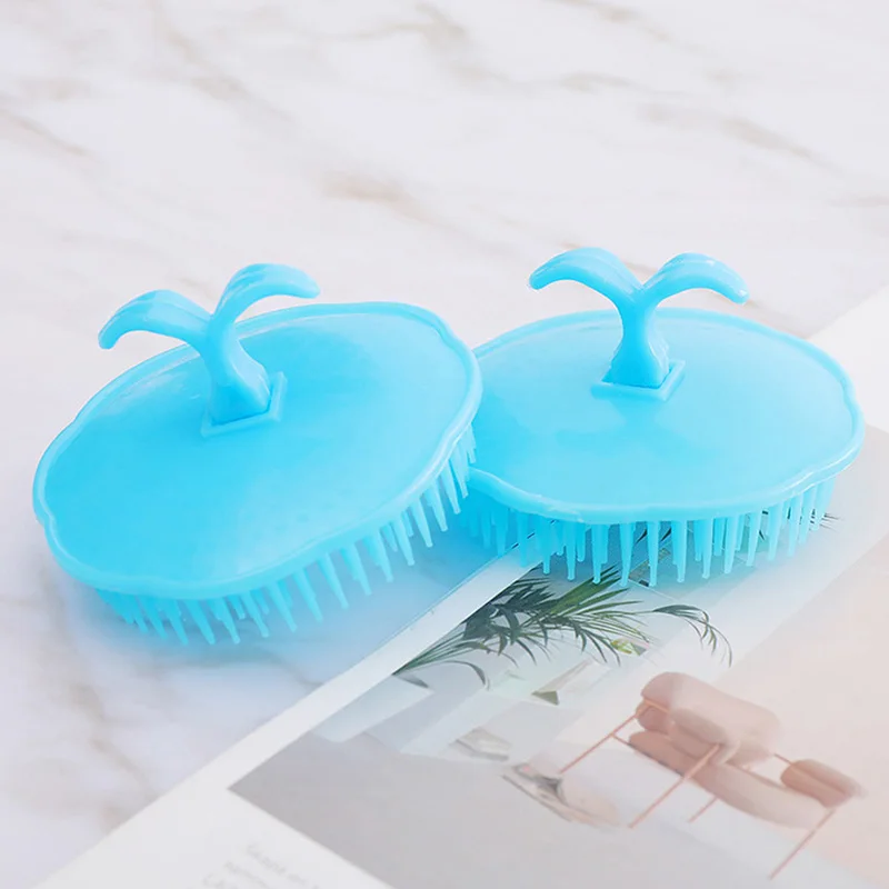 Cepillo de plástico para masaje del cuero cabelludo, peine de champú de dientes anchos, masajeador suave, herramienta de lavado de peluquería