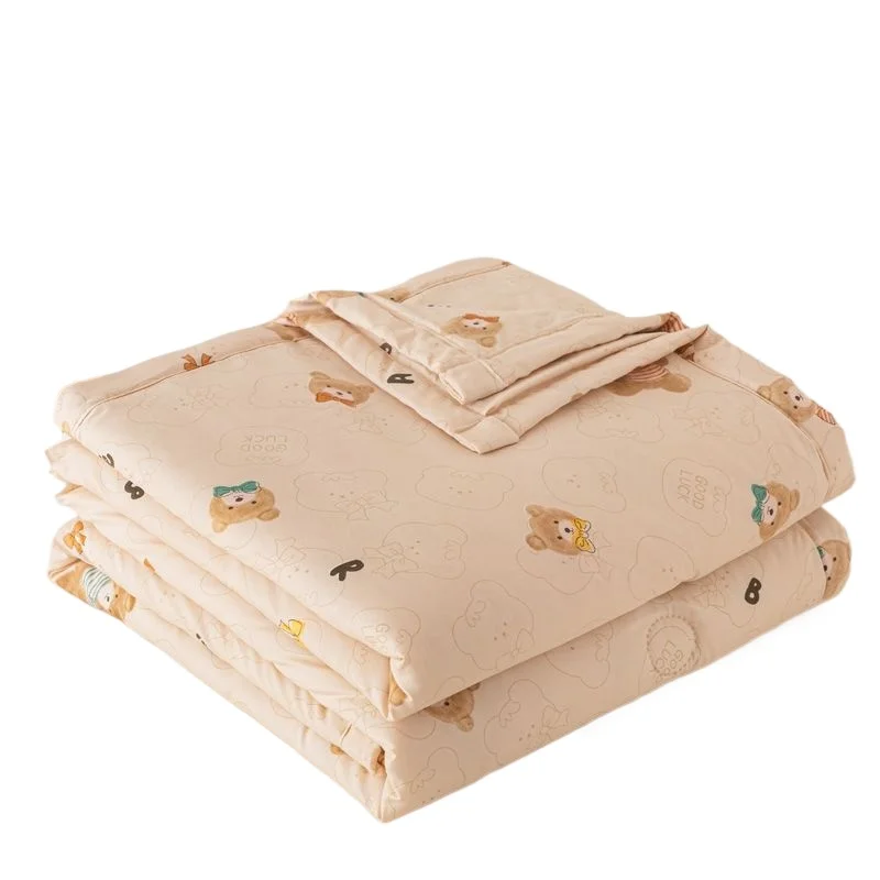 لحاف صيفي بطبقة مزدوجة من القطن والكتان من الدرجة الأولى مع لحاف تكييف هواء من ألياف فول الصويا مطبوع بطانية تبريد مزدوجة