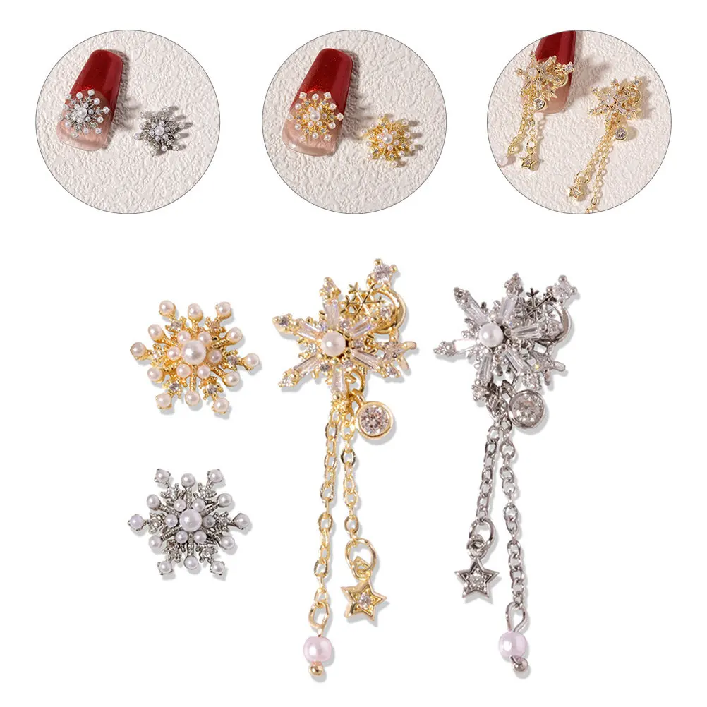 

4 шт. украшения для ногтей в виде снежинок, декорации для ногтей из сплава, блестящие аксессуары для маникюра своими руками для вечеринок, дней рождения, выпускных вечеров, Рождества