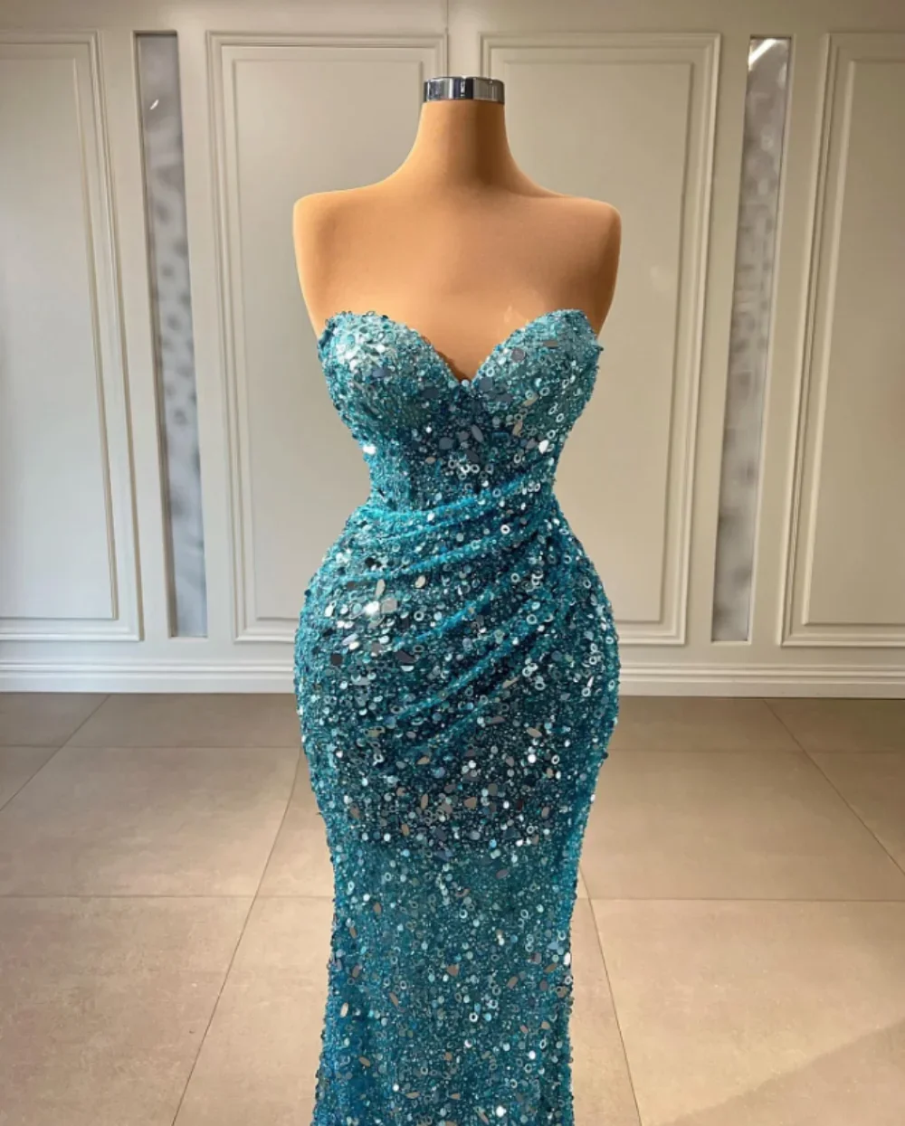 Evening Party Dress,Sparkling Mermaid Dress, Strapless And Wrinkle Free Customized