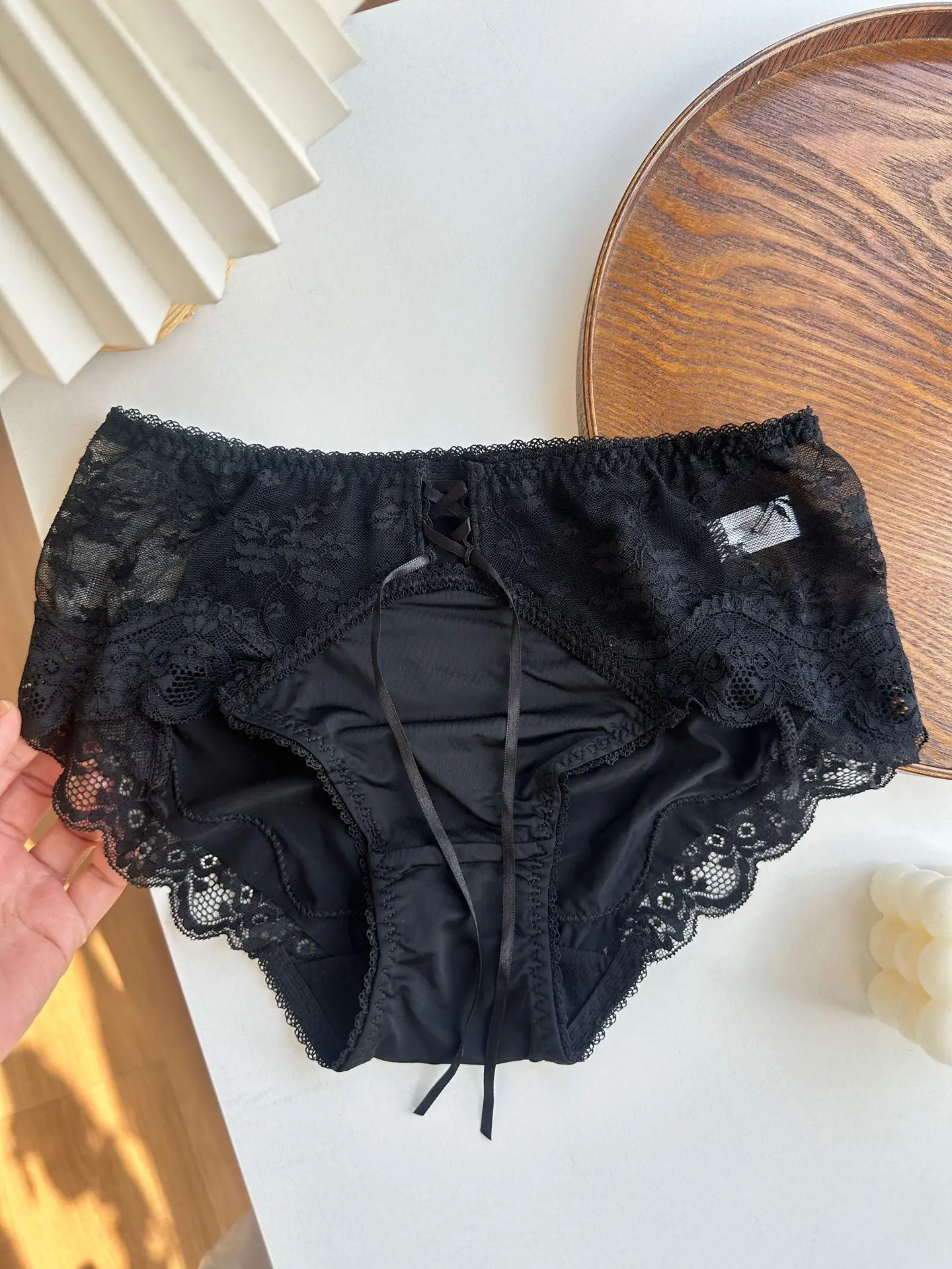 Dream Falling Flowers Lolita Girls' Underwear Japanese Lace Splicing Ribbon Milk Silk Splicing Butt Wrapping Girls' Underwear