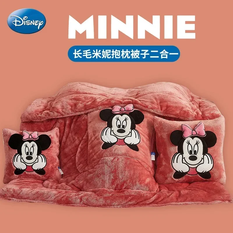 Mickey Mouse Throw Pillow Blankets Two in One Kawaii Flannel Pillow Thickened Nap Blanket Living Room Kids Bedroom Decor Gift