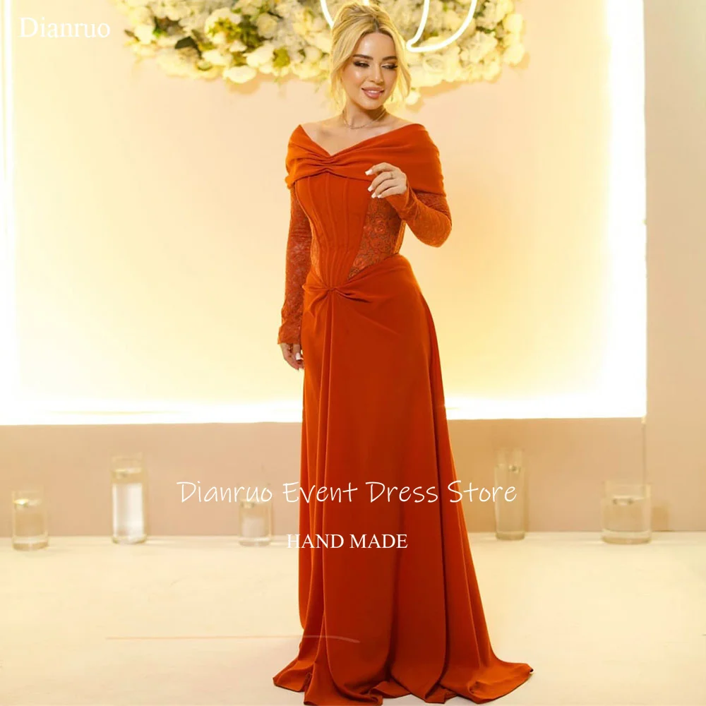 ディアンルオ Vネック Aライン イブニングドレス ボウアップリケ セレブリティドレス プリーツ グレースフル レースアップドレス 結婚式 ゲスト カスタマイズ