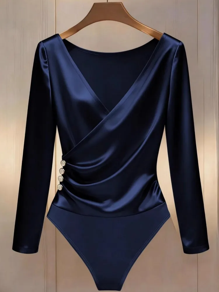 2026 Women Sexy Long Sleeve Inner Style Beach Wear Thin Apricot Bodysuits Ladies Soft Slim Swimsuit Playsuits Mujer Rompers