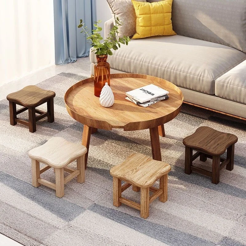 Modern Simplicity Household Solid Wood Stool Living Room Square Small Footrest Tea Table Low Stools Muebles