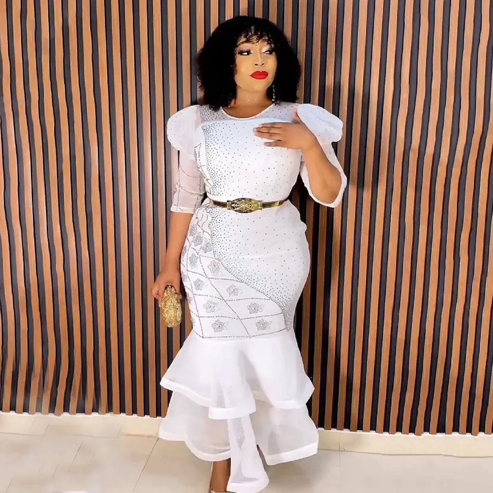 

Plus Size African Party Long Dresses for Women 2025 New Dashiki Ankara Sequin Evening Gowns Turkey Outfits Robe Africa Clothing