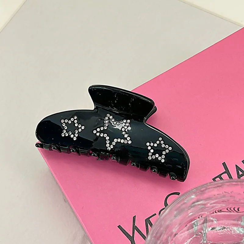 New Elegant Acetate Crystal Star Hair Claw Large Hair Clips Sweet Girls Y2k Style Hairpins Korean Women Ins Zircon Shark Clips image 4