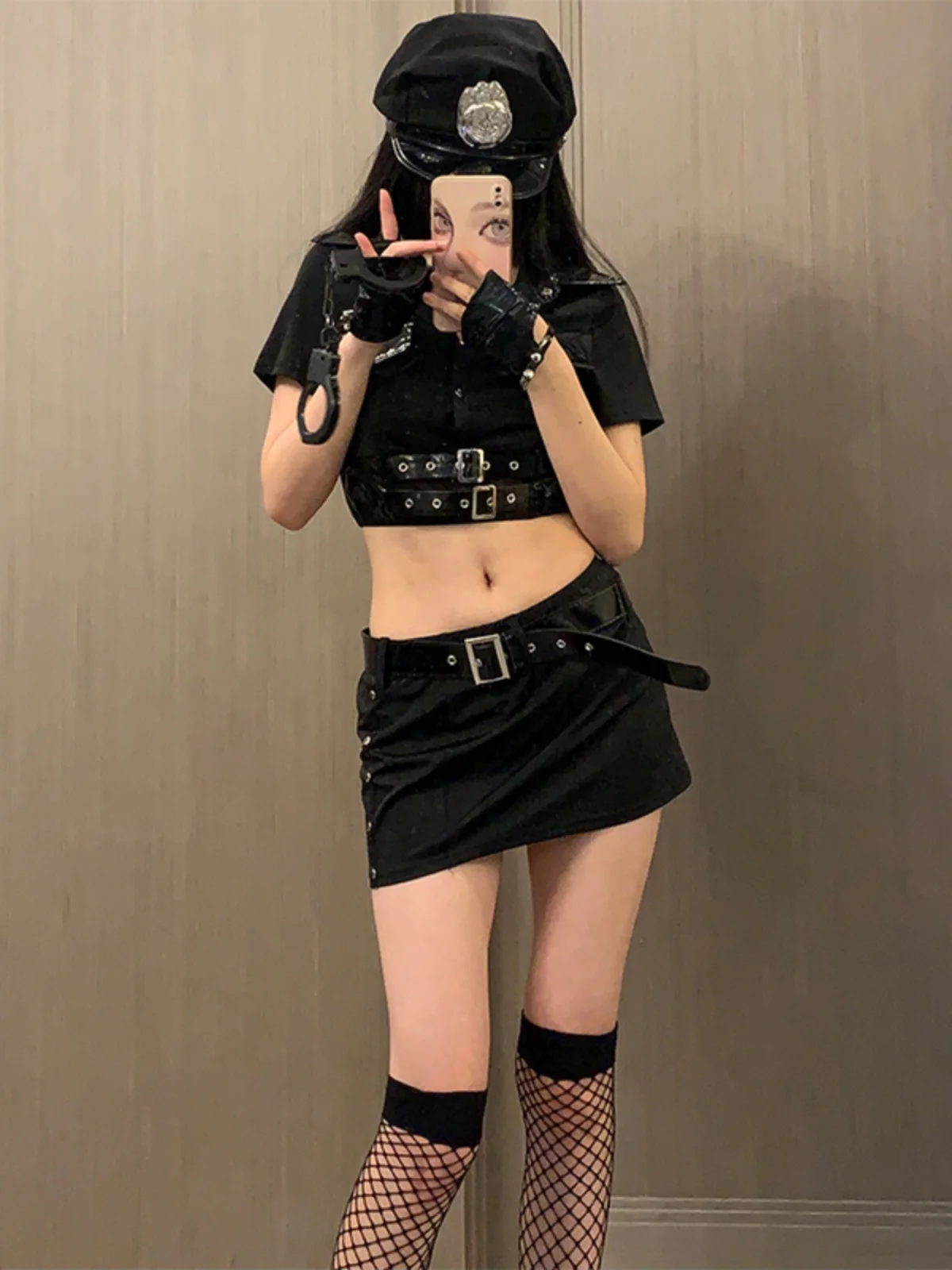 섹시한 경찰 코스프레 의상 여성용 할로윈 역할극 항공기 승무원 캐릭터 공연용