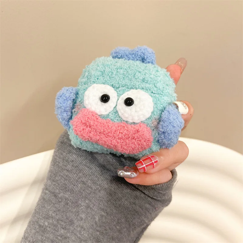 Cute Plush Cartoon Fish Case para Airpods, Bluetooth Earbuds, caixa de carregamento, capa protetora para Airpods Pro 1, 2, 3