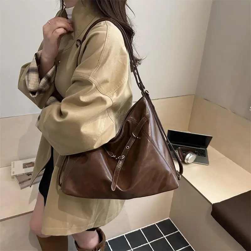 Loose Vintage Large Capacity Women's Tote Bag Multi-Purpose Double Shoulder Bag Single Shoulder Slant Cross Bag for Daily Use