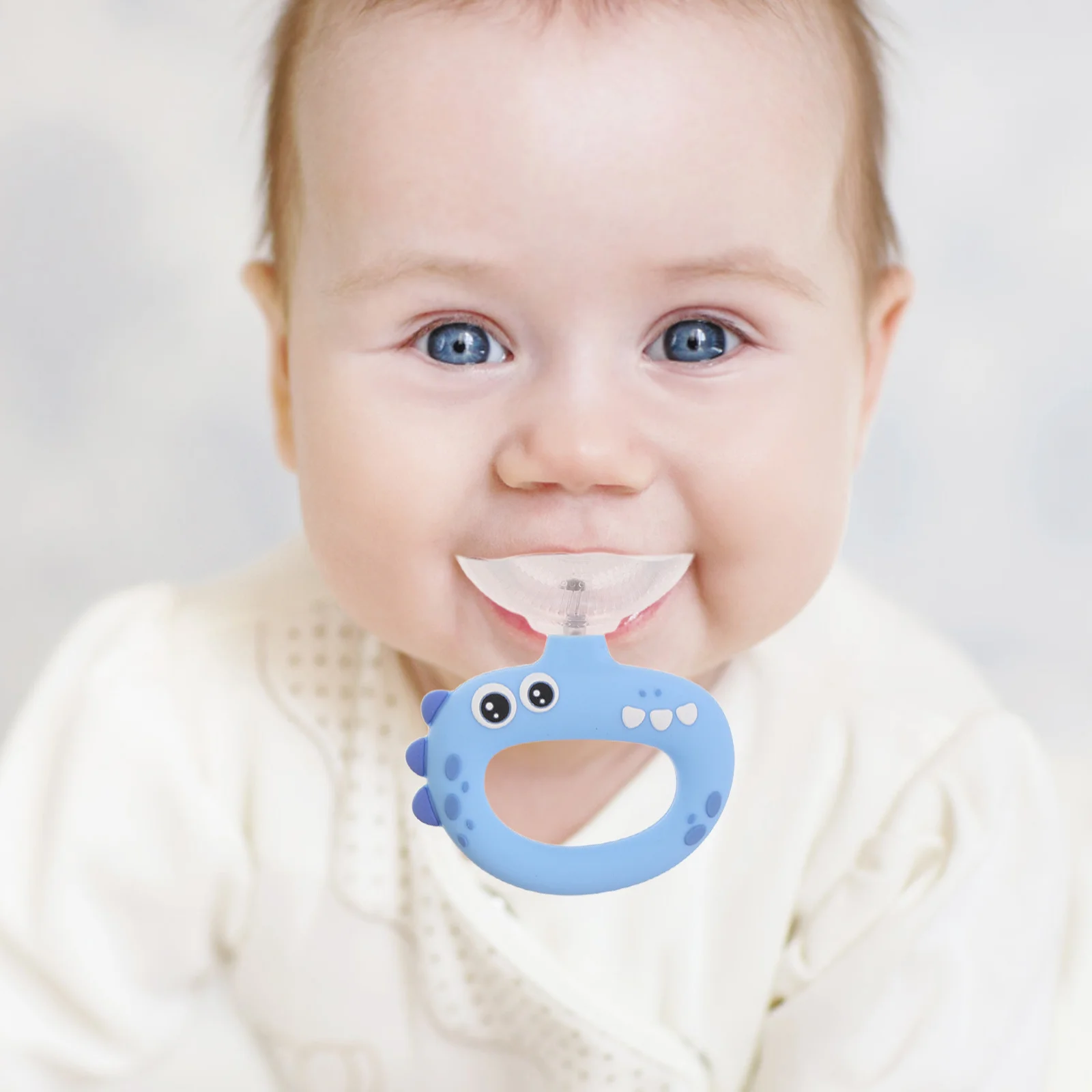 

Soft Silicone Infant Toothbrush U Shape Head Full Mouth Care Manual Training Brush for Children Ages 0-3 Dinosaur Style Daily