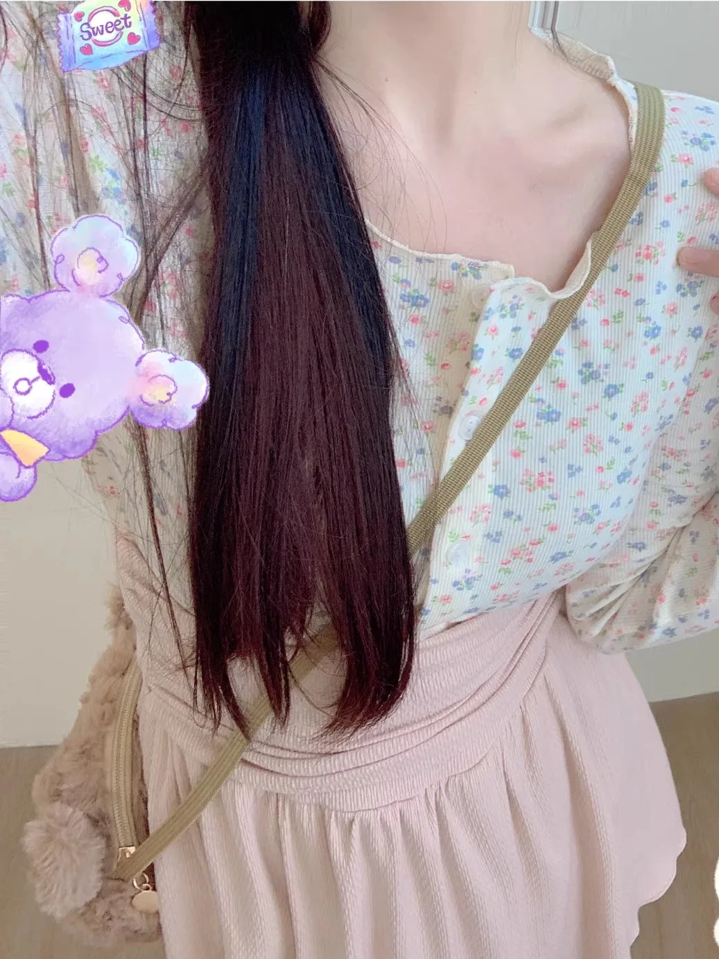 

Милый тонкий хлопковый топ с цветочным принтом на резинке, удобный, с круглым вырезом, для женщин