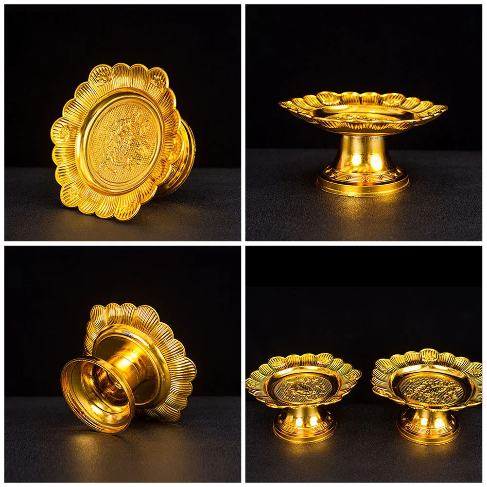 

1 Unit Lotus Pattern Offering Plate Simple Elegant Plastic Temple Offering Tray Versatile Fruit Storage Worship Accessory