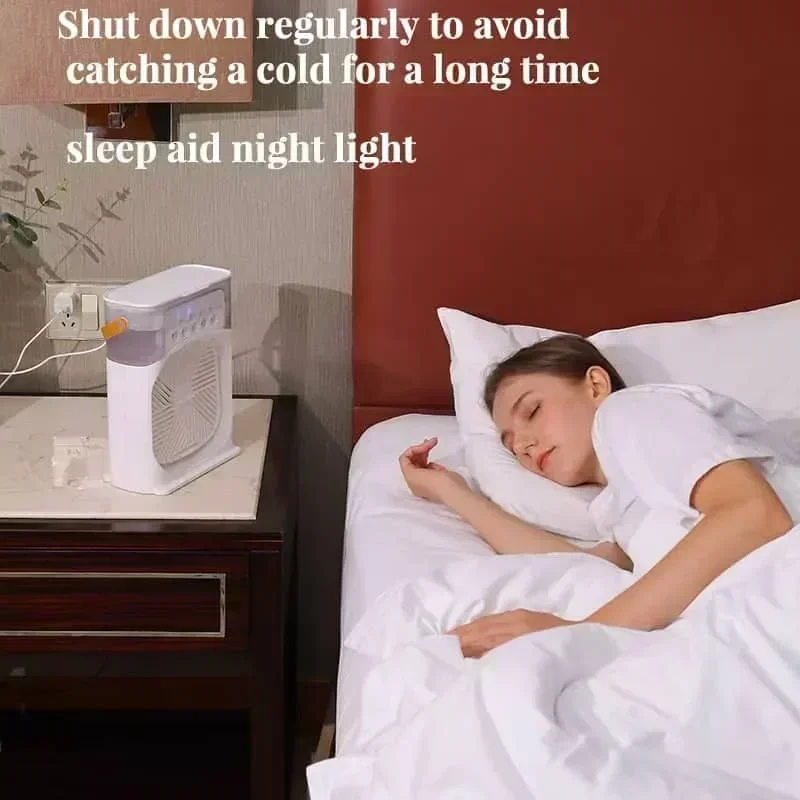 Portable Fan Household Small Air Cooler Usb Fans Humidifier Night Light 3 in 1 Fan Mini. Circulator LED Electric Cooling Home image 3