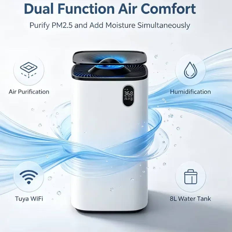 Wholesale 2 in 1 Air Purifier and Humidifier HEPA13 PM2.5 Tuya WiFi Smart for Home Large Bedroom