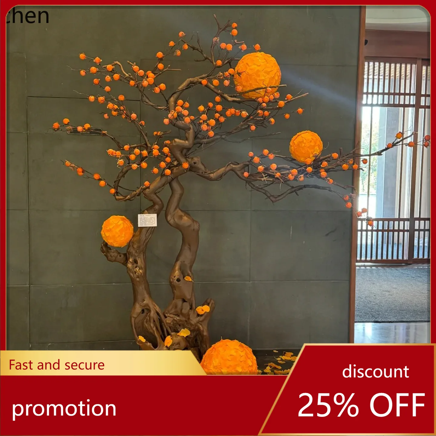 HXL Premium Pomegranate Tree Artificial Green Plant Decoration Ornament Fruit Fake Tree
