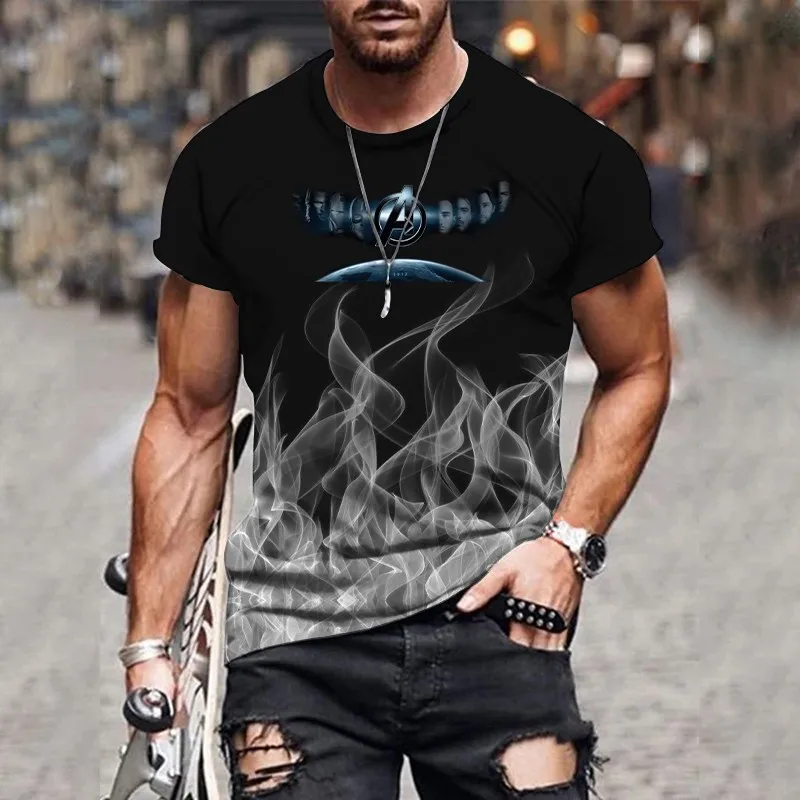 2024 New T-shirt Men\'s 3D Gradient Printed Pattern T-shirt Short Sleeve Retro Top Men\'s Round Neck Clothing