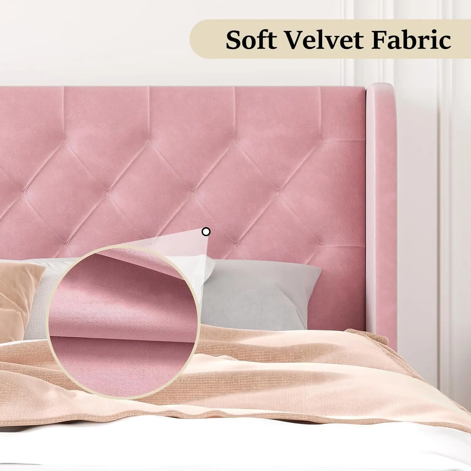 Upholstered Platform Bed With Headboard King Size, Customized image 4