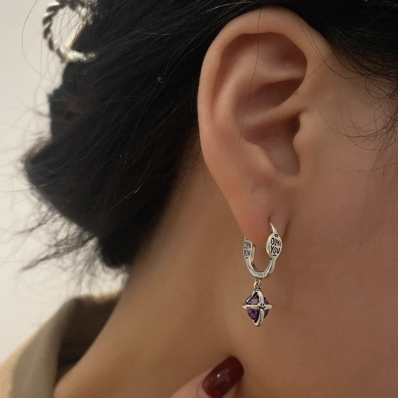 Alerji önlemek Için Mor Zirkon Küpe Vintage Enfes Moda Yaratıcı Mizaç Parti Takı Hediyeler Simple and Casual Purple Earrings