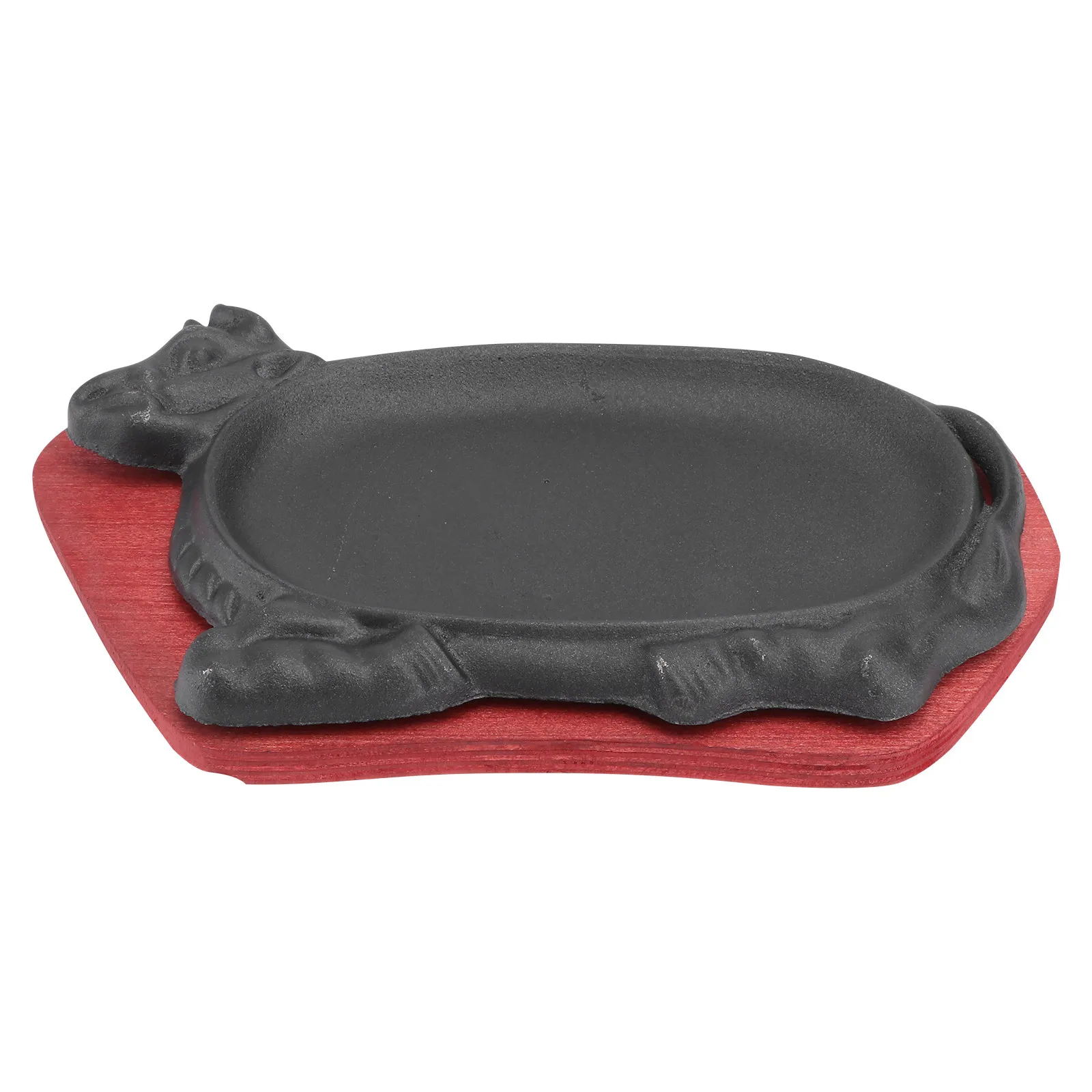 1Pcs Cast Iron Steak Plate Heavy Duty Bbq Dish for Frying Roasting Hispanic Japanese Cooking Reusable Non-Stick Metal Baking Pan view 3