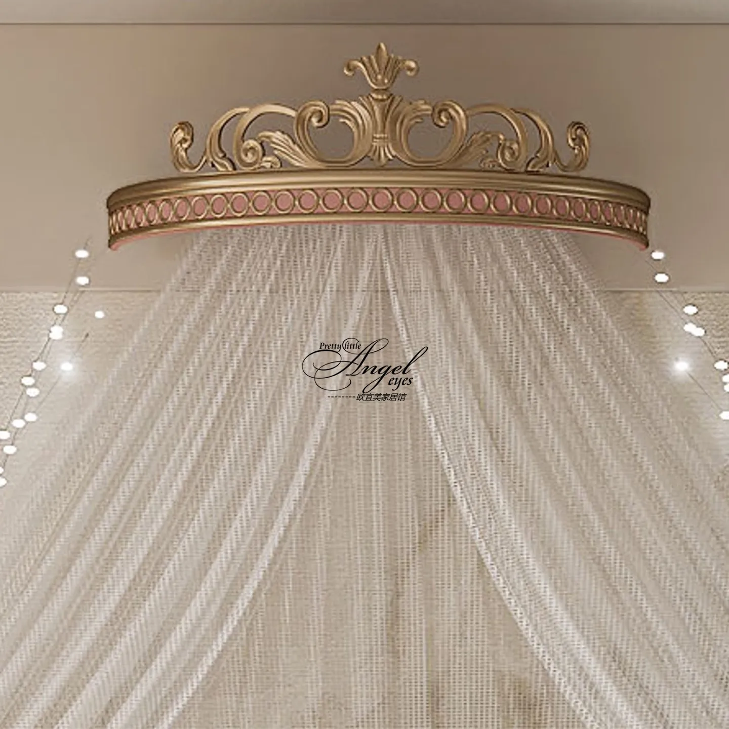 European solid wood bed mantle shelf American princess room bedside curtain gauze mantle frame KTV hotel photography building de