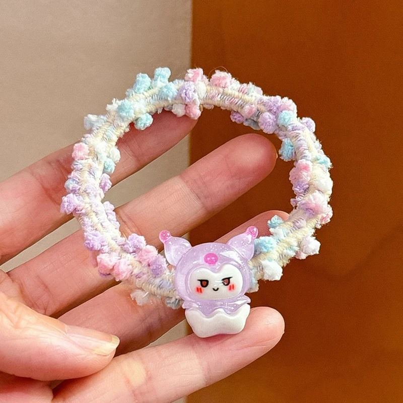 Cartoon Hello Kitty Kawaii Anime Children Headwear Candy Color Hair Ring For Cute Sweet Hair Accessories Kids Rubber Band Gifts