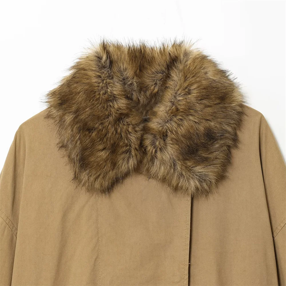 سترة نسائية جديدة للخريف والشتاء بتصميم غير رسمي وأكمام طويلة من الفرو الاصطناعي #3