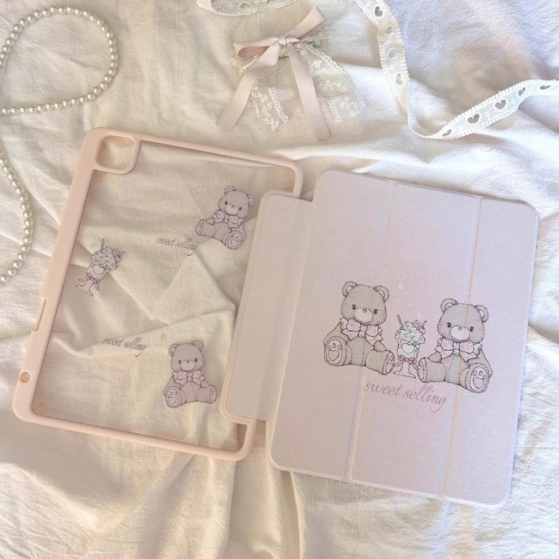 Bow Bear Case Funda Accessories for IPad10.2 7/8/9th 9.7 5/6th Mini6 Air 10.5 10th 10.9 Air11/13 Pro12.9 A16 2025 IPad Pro Case