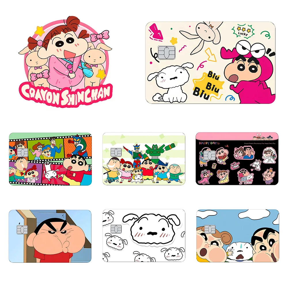 

Anime Crayon Shin-Chan Small Chip Bank Card Thin Film Skin Cute Credit Card Waterproof Cartoon Decorative Sticker Girls Gifts