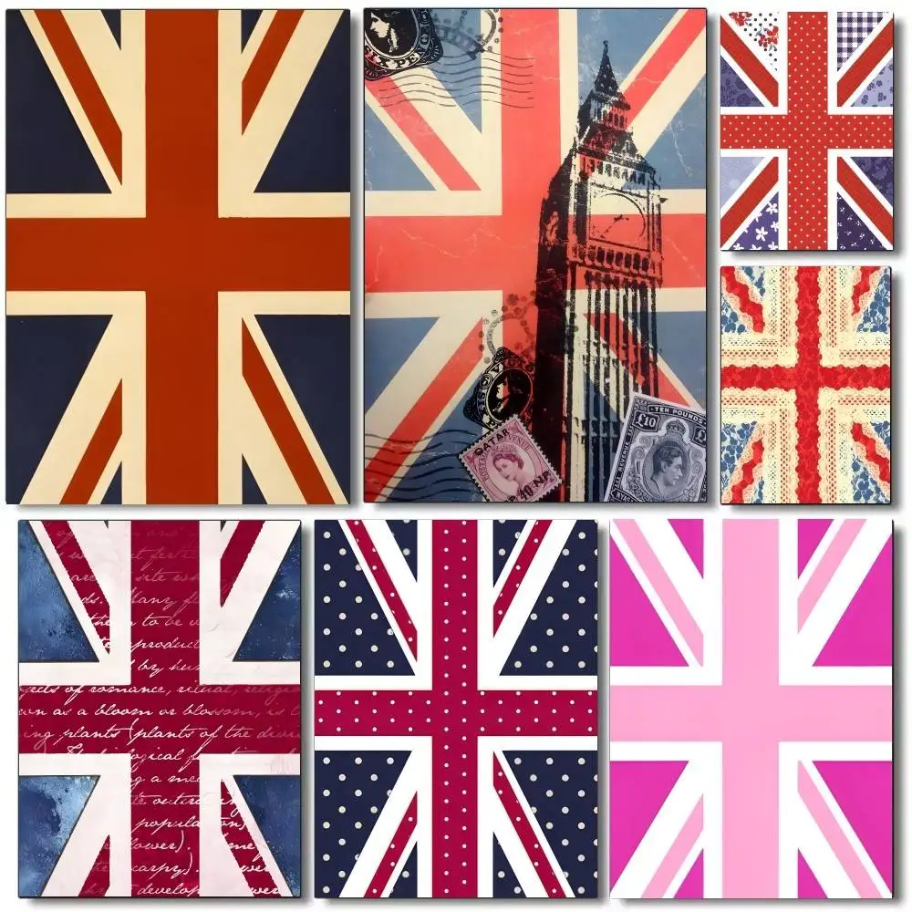 

L-London Flag UK Flag Poster DIY Vintage Movie Poster Wall Art Painting Study Stickers Wall Painting